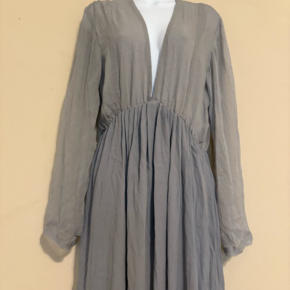 Women's Pampelone Gray Plunge Sheer Panel Maxi Dress Large - Picture 16 of 16